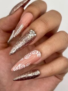 Rose Sparkle Wedding Press On Nails