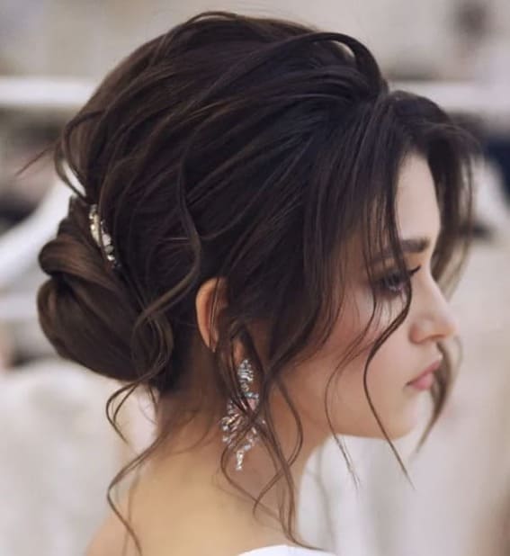 Relaxed Waves Updo for Shoulder Length Hair