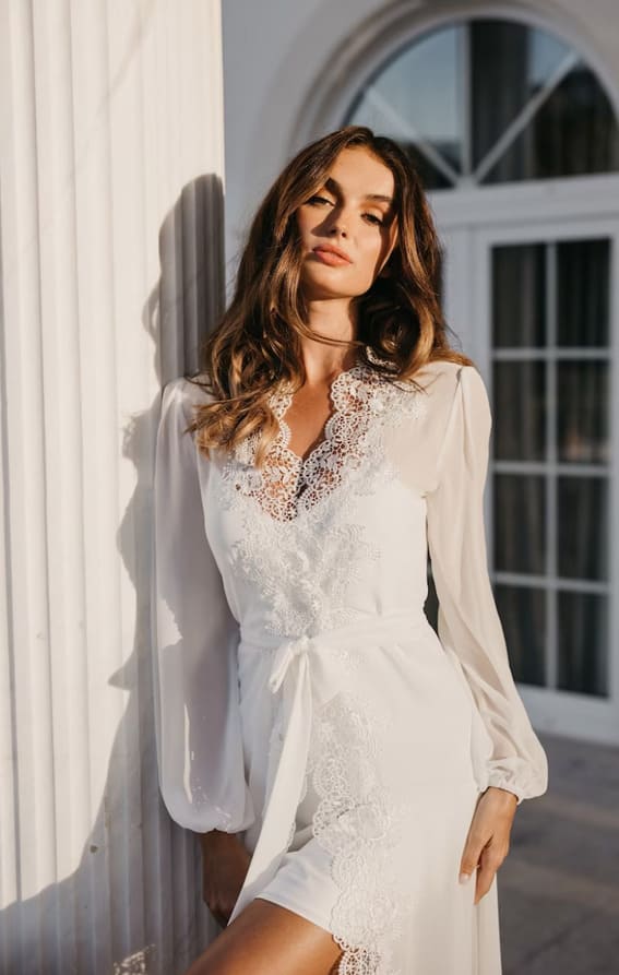 Lace Bridal Robe With Slip
