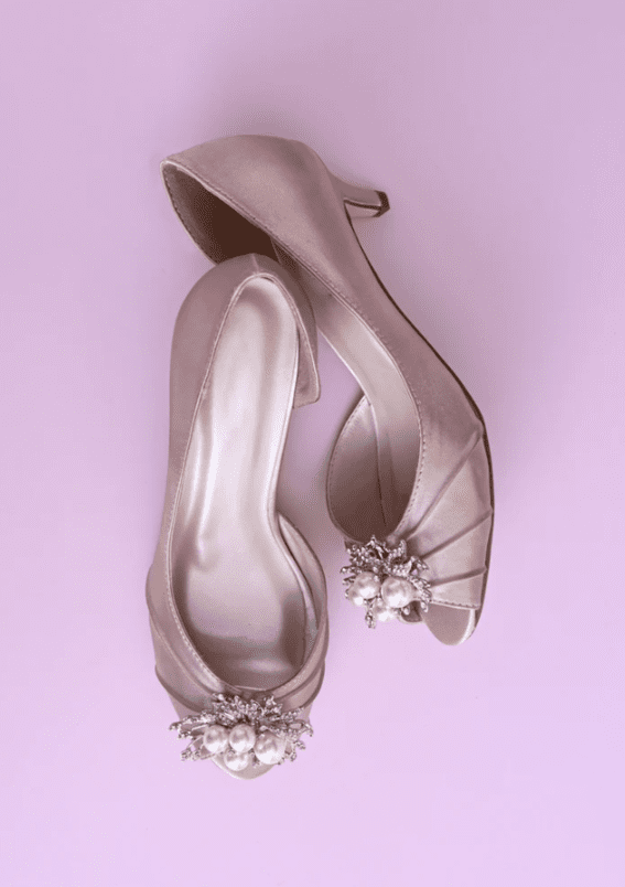 Pearl Wedding Pink Heels, $130.00