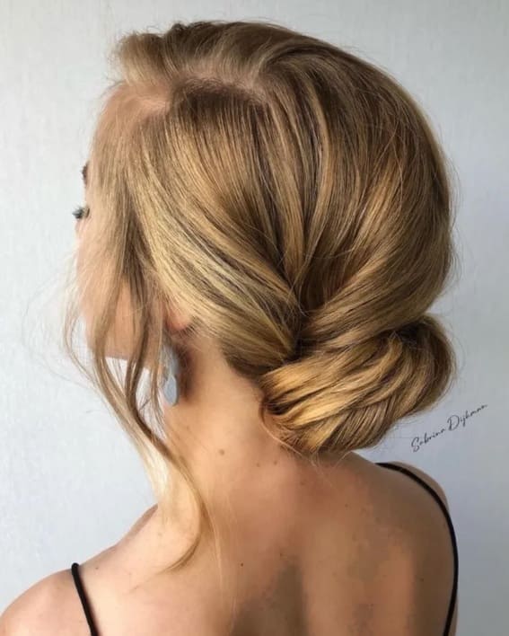 Soft Chignon with Side Parting