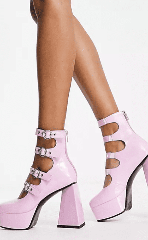 Lamoda True Romance Multi Buckle Platform Shoes in Pink Patent, $86.50