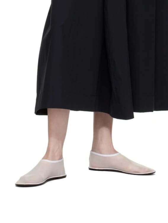 The Row White Sock Slippers Semi-Sheer Nylon Mesh Slippers in White