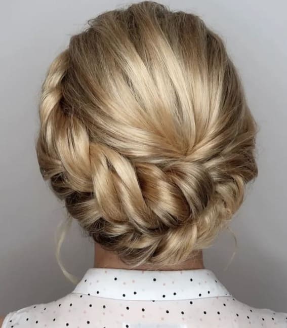 Low Bridesmaid Updo with Braids
