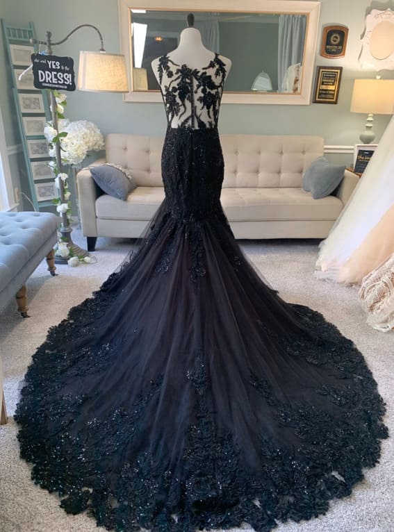 Mermaid Black Bridal Dress with A-Line