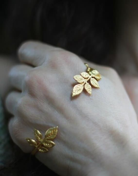 Rose Palm Bracelet Gold Leaves