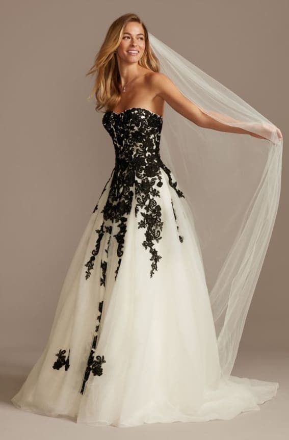 Sheer Lace and Tulle Ball Gown Wedding Dress
