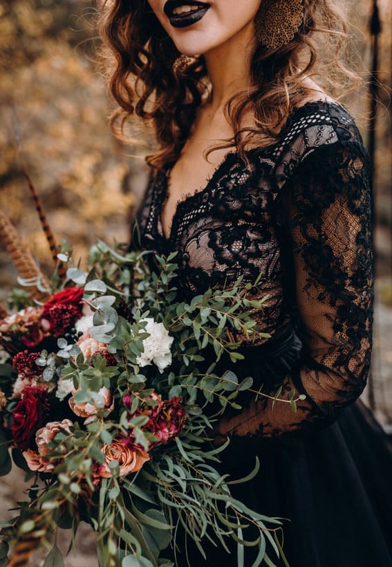 Black Aster lace bodysuit for wedding