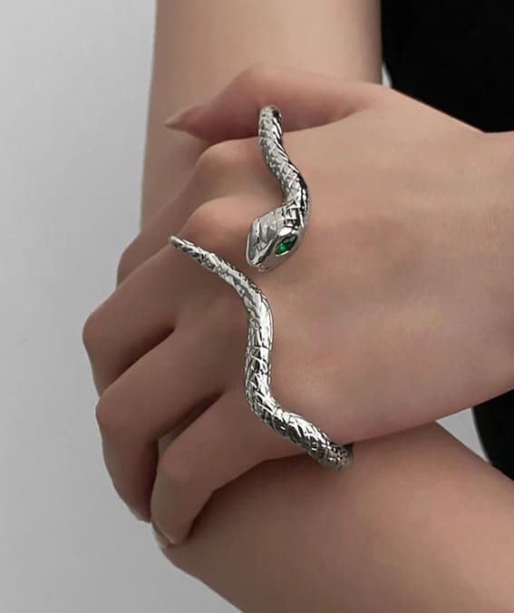 Snake Hand Palm Bracelet (Black or Silver) 