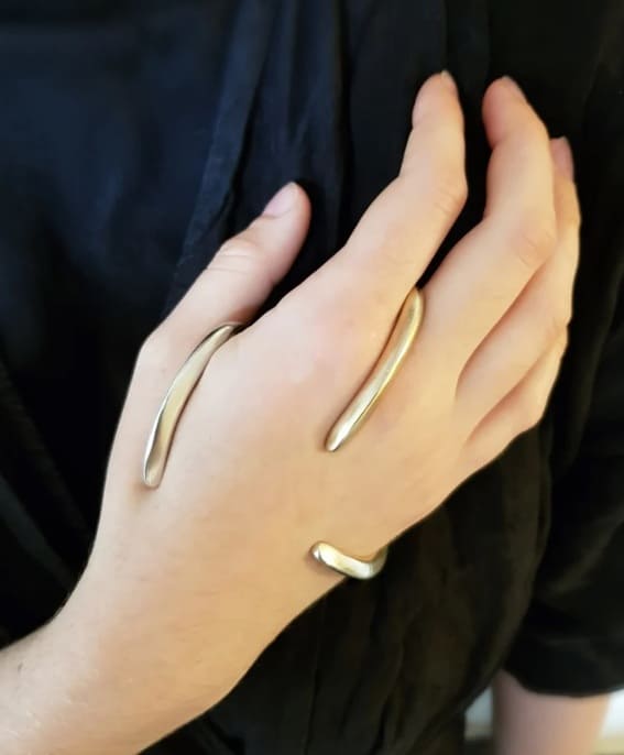 Statement Silver Palm Bracelet Hand Cuff