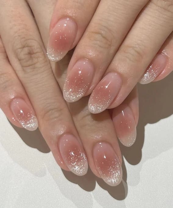 Glitter Ombre Pink Nails