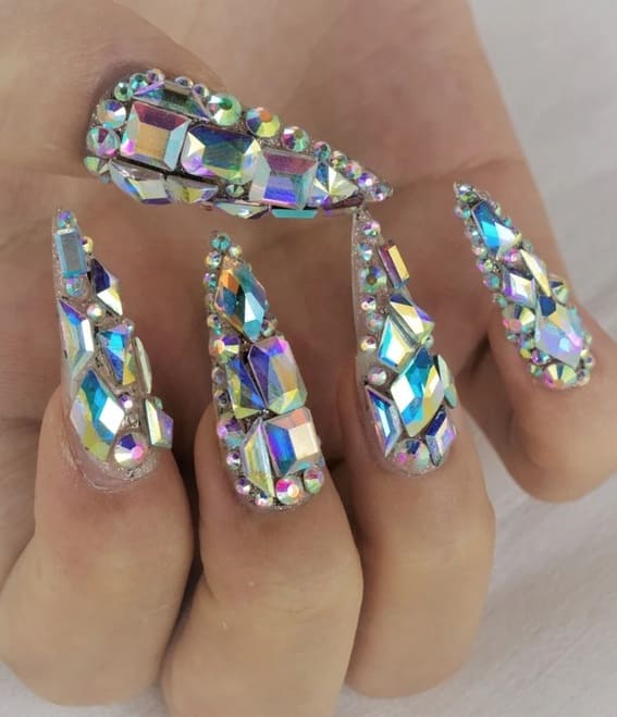 Luxury Sparkling Swarovski Crystal Press On Nails