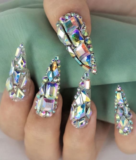 Luxury Sparkling Swarovski Crystal Press On Nails