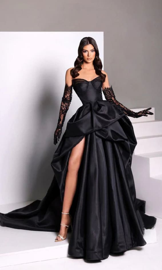 Black Wedding Dress in Satin