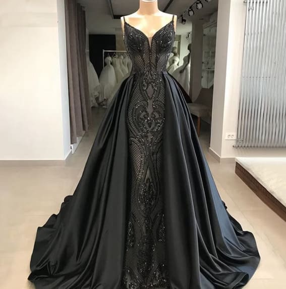Black Lace Mermaid Wedding Dress