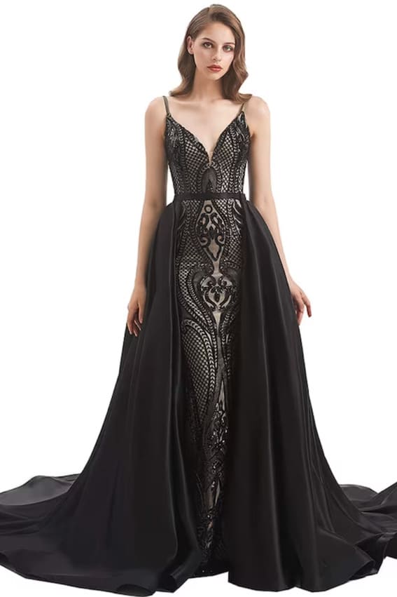 Black Lace Mermaid Wedding Dress