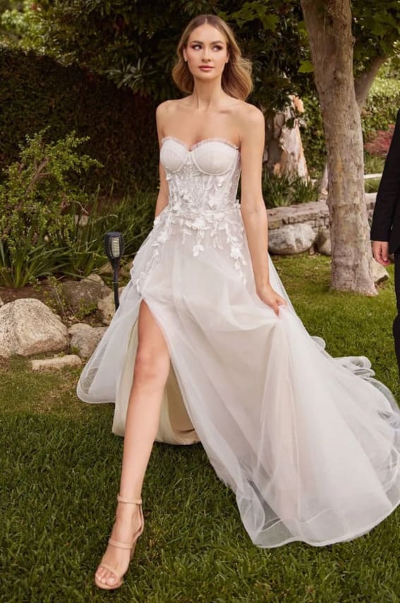 pretty white long corset bridal gown