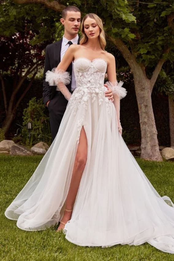 pretty white long corset bridal gown