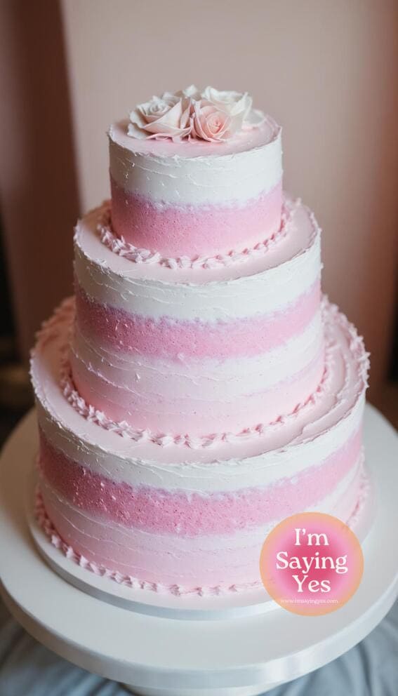 striped pink wedding cake